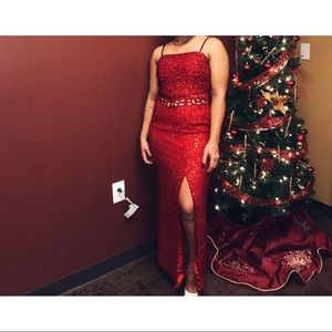 Formal Long Beaded Red Dress